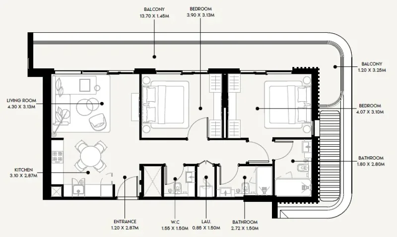 2.0 bedrooms apartments - Azizi Sakandar