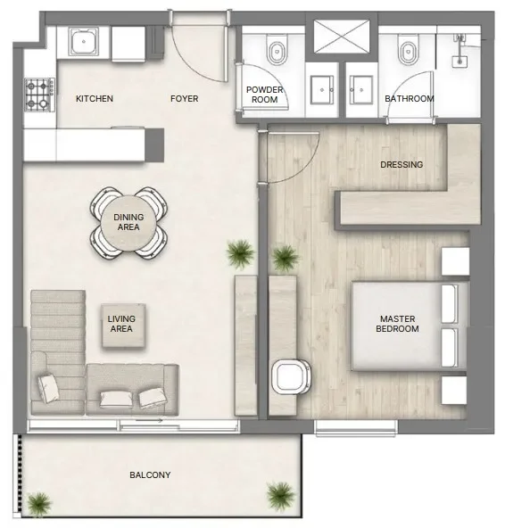 1.0 bedroom apartments - Al Hamra Greens