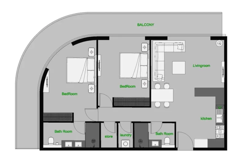 2.0 bedrooms apartments - The Central Downtown