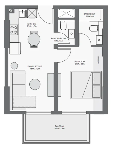 1.0 bedroom apartments - Equiti Gate