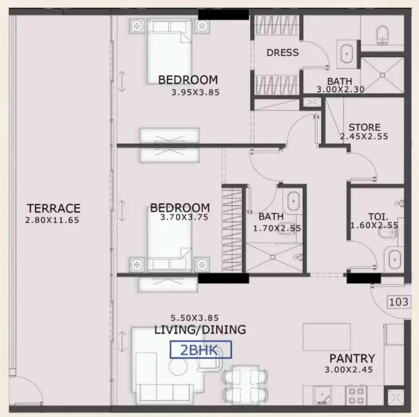 2.0 bedrooms apartments - 99 Parkplace