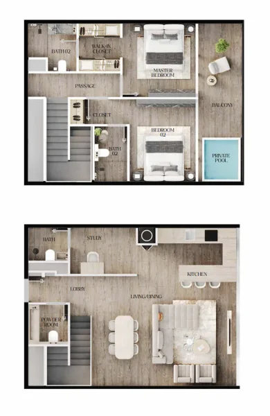 2.0 bedrooms duplex - Agua Residences
