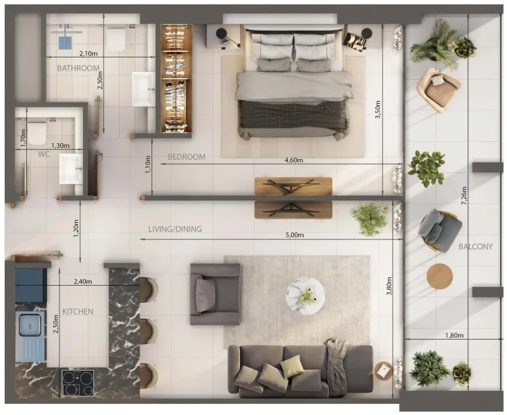 1.0 bedroom apartments - Oasis Lofts