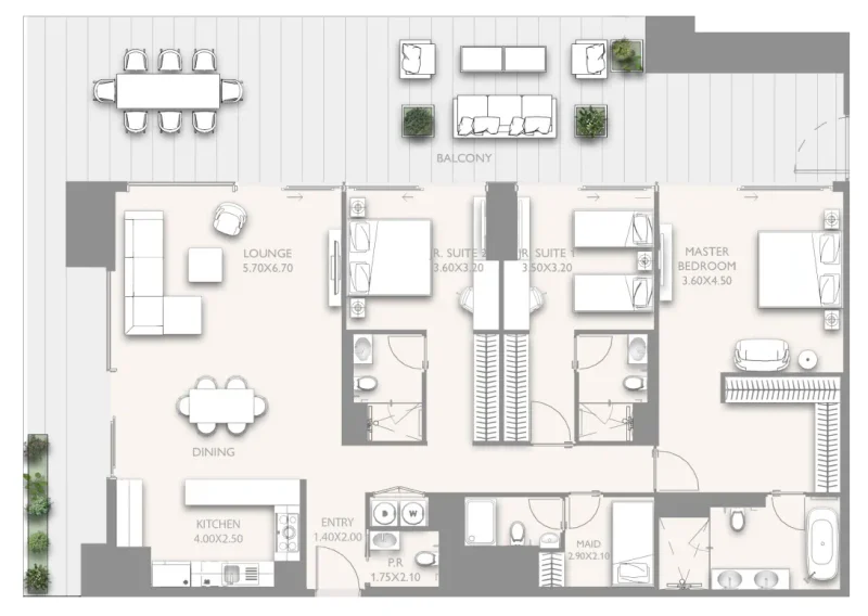 3.0 bedrooms apartments - Fairmont Residences Solara Tower