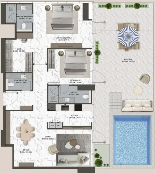 2.0 bedrooms apartments - V-Suites