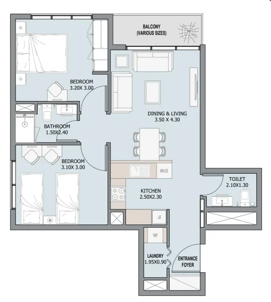 2.0 bedrooms apartments - Verdana III