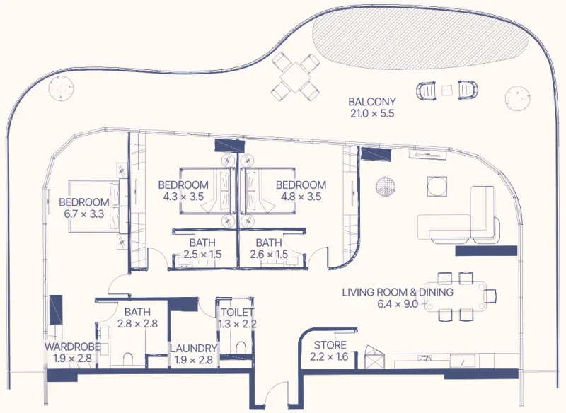 3.0 bedrooms apartments - Gianfranco Ferre Residences