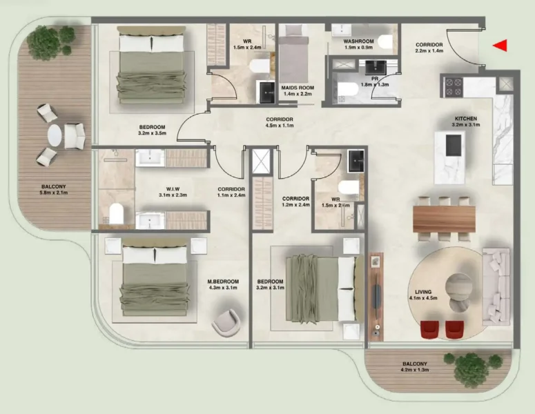 3.5 bedrooms apartments - The Tides