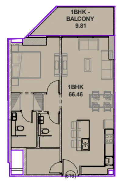 1.0 bedroom apartments - Lucky Oasis Residence