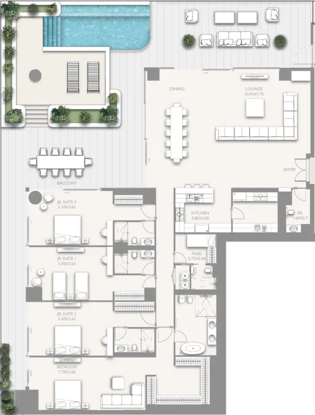 4.0 bedrooms penthouse - Fairmont Residences Solara Tower