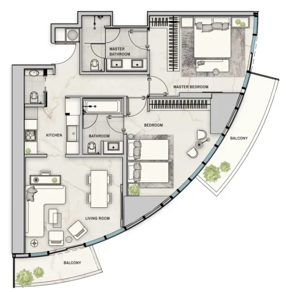 2.0 bedrooms apartments - The Biltmore Residences Sufouh
