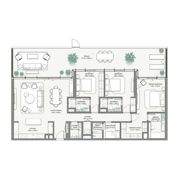 3.0 bedrooms apartments - Palm Central Private Residences