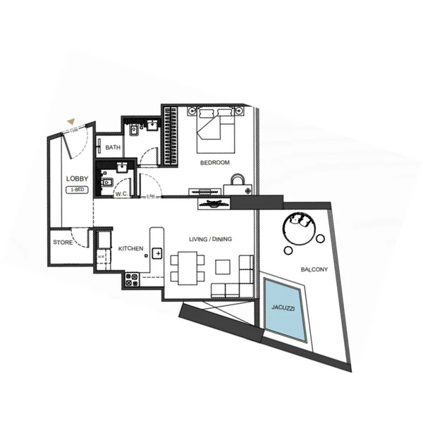 1 bedroom Apartments -  Binghatti Royale