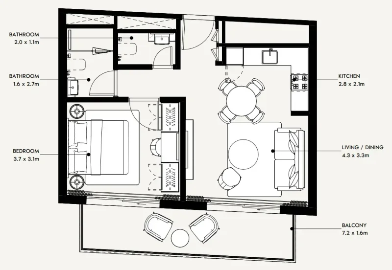 1.0 bedroom apartments - Azizi Noura