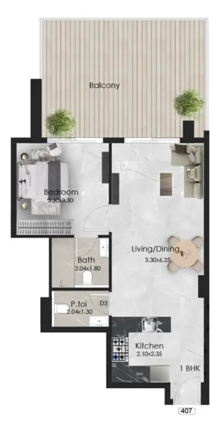 1.0 bedroom apartments - Aristo