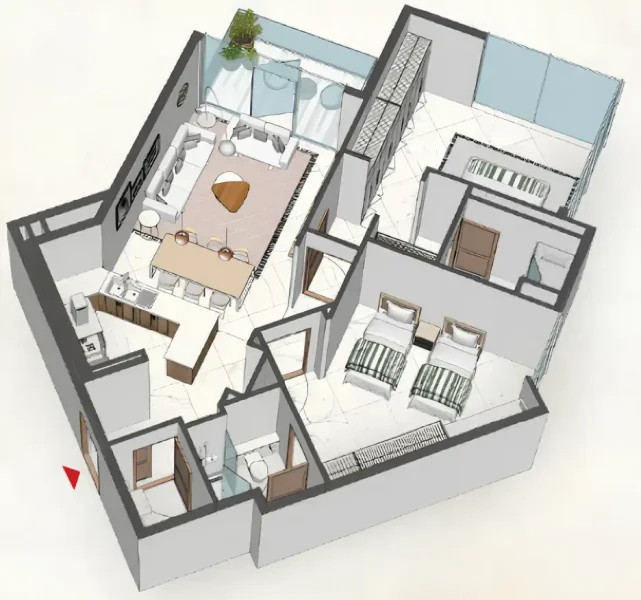 2.0 bedrooms apartments - Comfort by Roof