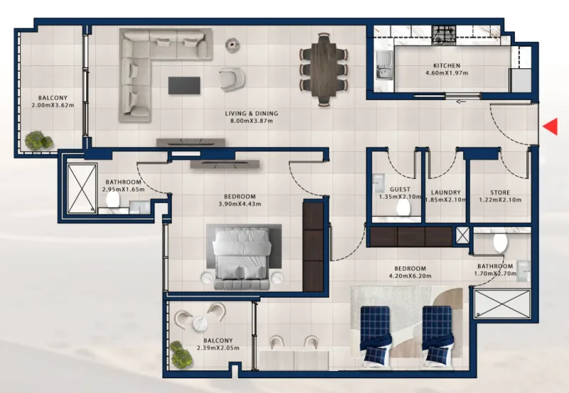 2.0 bedrooms apartments - Asayel Avenue