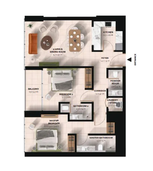 2.0 bedrooms apartments - Waada Dubai South