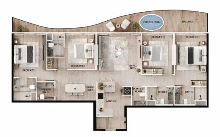 4.0 bedrooms penthouse - Agua Residences