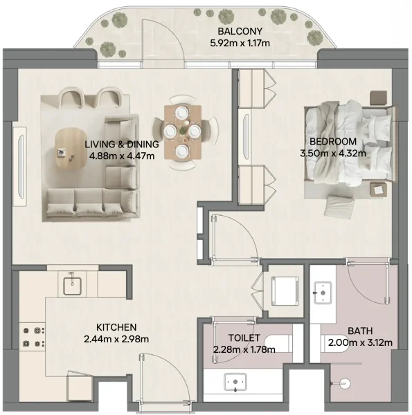 1.0 bedroom apartments - Mirasol II