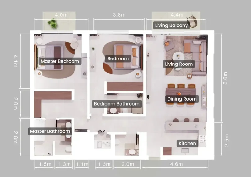 2.0 bedrooms apartments - Verdes by Haven