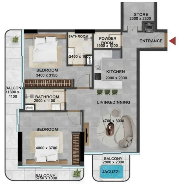 2.0 bedrooms apartments - Vivanti Residences by Meteora
