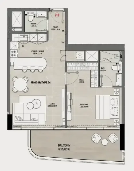 1.0 bedroom apartments - Rabdan Gates