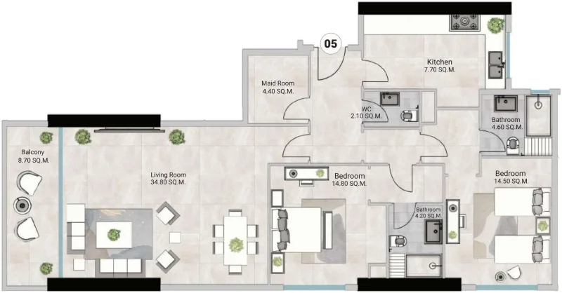 2.0 bedrooms apartments - Oasis Tower 3
