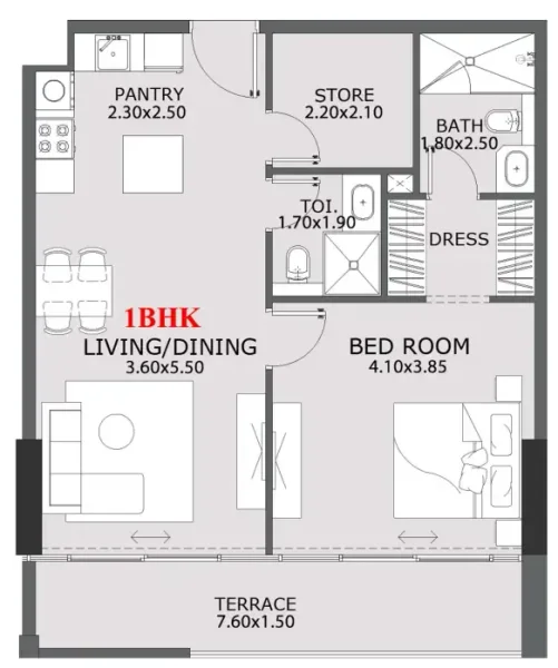 1.5 bedrooms apartments - Provenza Residences