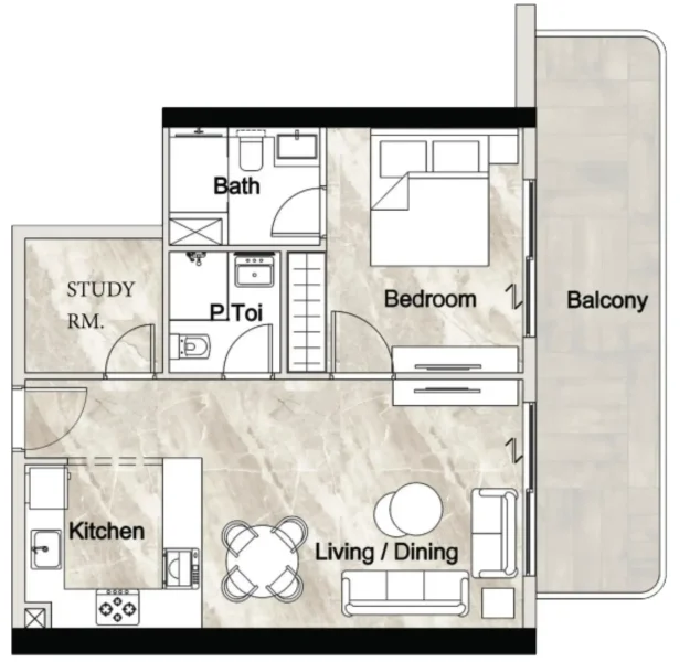 1.0 bedroom apartments - Zyra Vista Residence