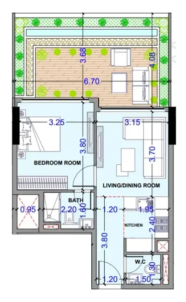 1.0 bedroom apartments - Celesto 3