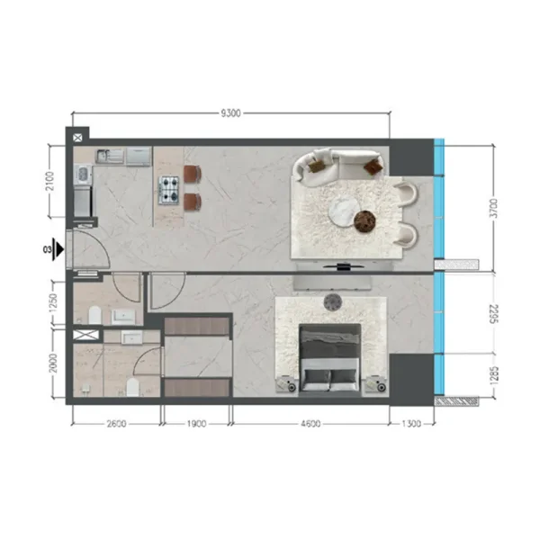 1.0 bedroom apartments - Tiger Sky Tower