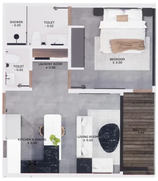 1.0 bedroom apartments - The One