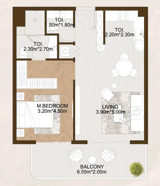 1.0 bedroom apartments - Sports View 2