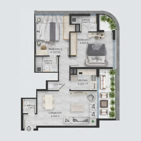 2.0 bedrooms apartments - Ethan