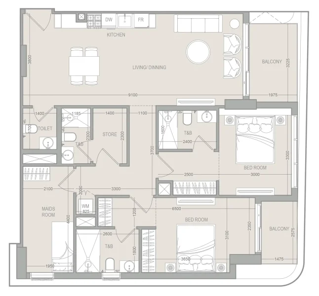 2.5 bedrooms apartments - FLU1D ONE
