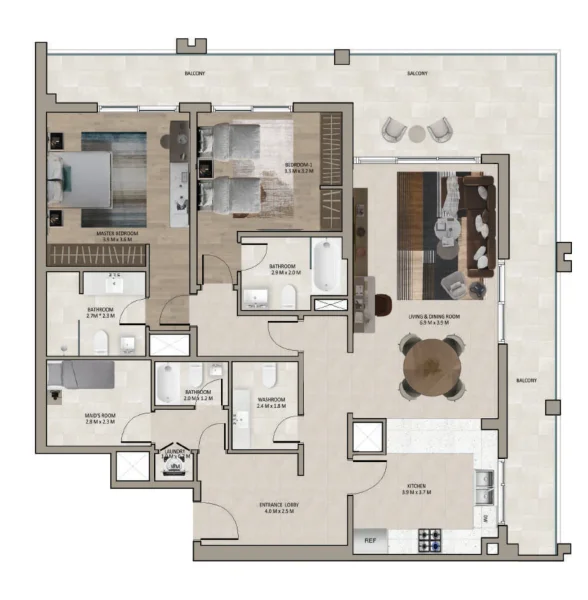 2.0 bedrooms apartments - Marriott Residences Sheikh Zayed Road