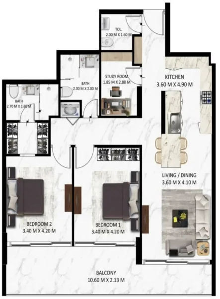 2.0 bedrooms apartments - Bling Avenue 1