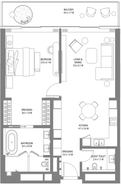 1.0 bedroom hotel apartments - Anantara Sharjah Resort