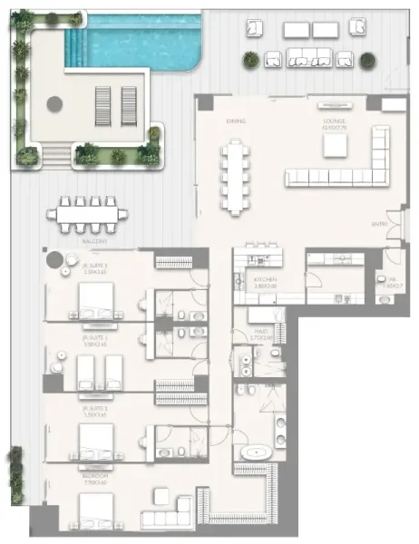 4.5 bedrooms penthouse - Fairmont Residences Solara Tower