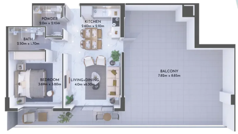 1.0 bedroom apartments - Olivia Residences