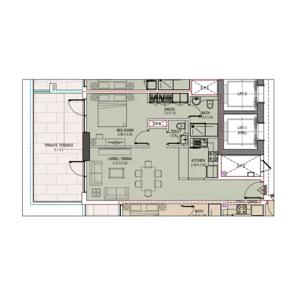 1.0 bedroom apartments - Al Waleed W.S 1