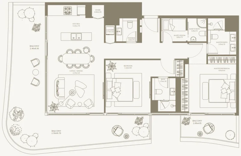 2.0 bedrooms apartments - AYA Beachfront Residences