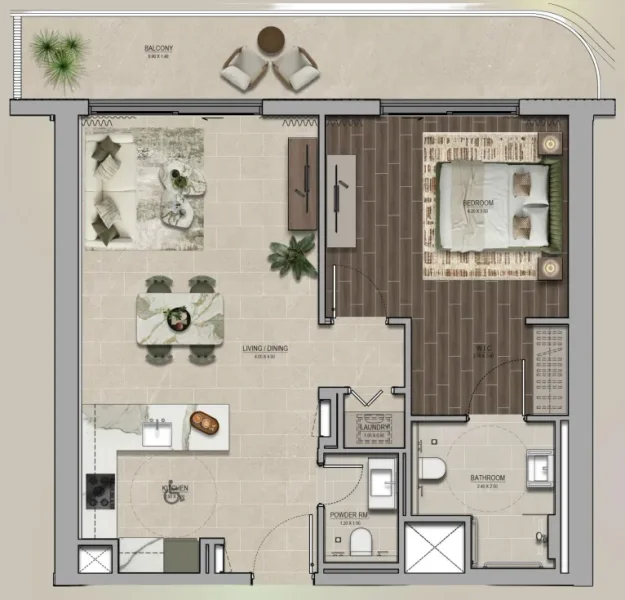 1.0 bedroom apartments - Yas Park Place