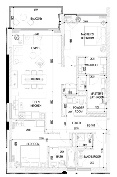 2.5 bedrooms apartments - Naseem Al Jurf