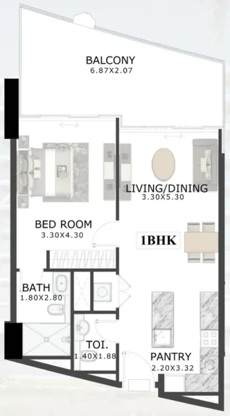 1.0 bedroom apartments - 48 Parkside