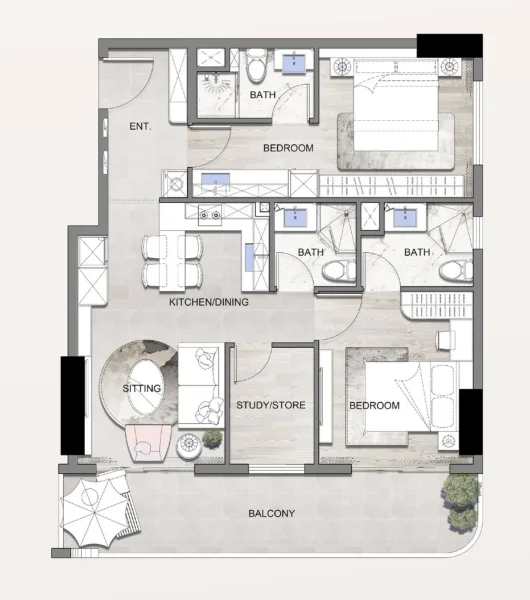 2.0 bedrooms apartments - Listone Residence
