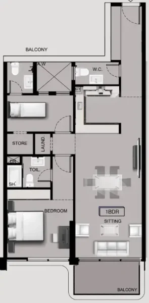 1.5 bedrooms apartments - Sea View Residence