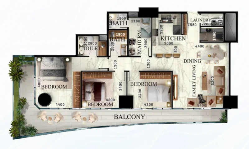 3.0 bedrooms apartments - Radiant Elite Tower