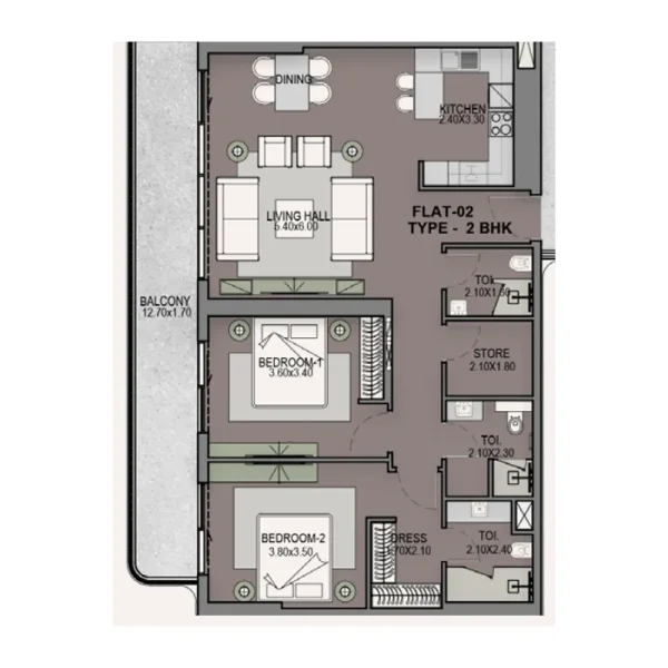 2.0 bedrooms apartments - Helvetia Residences